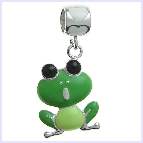 Sterling silver green frog - sterling,