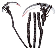 Super Deluxe Scythe Adults Halloween Grim Reaper Prop Kids Fancy Dress Weapon