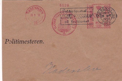 Denmark 1950 telegram - denmark,