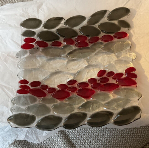 Fused glass dish plate grey - dish, /plate