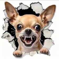 Angry Chihuahua Dog Sticker 3D