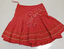 JOE BROWNS Women's Size 10 Rust Layered Embroidered Applique Unusual Skirt