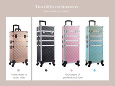 Makeup Trolley Case Detachable 4 in 1 Alloy Train Briefcase for Nail Manicure