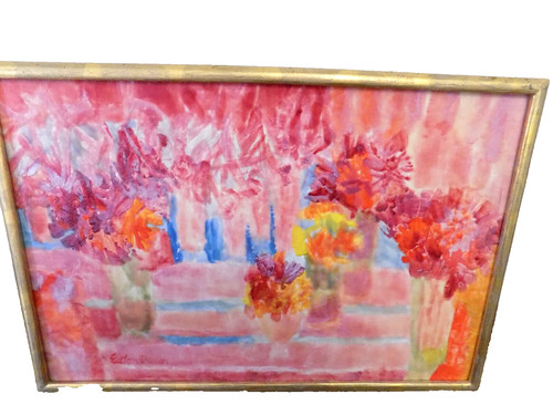 Vtg encaustic wood - encaustic,