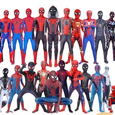 Kids Adults Cosplay Spiderman Jumpsuit Fancy Dress Party Outfit Bodysuit CostumE