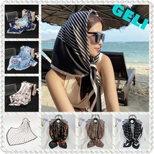 Fashion Women Square Shawl Satin Soft Feel Floral Printed Head Neck Scarf 90CM