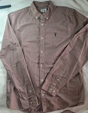 Next Men's Red Checked Shirt 100% Cotton Size Medium Long Sleeve - Regular Fit