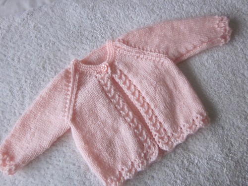 Peach hand knitted baby - 14",