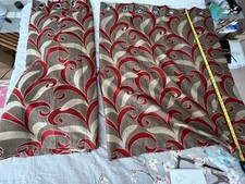 Pair of Lined Curtains With Eyelets  Bronze, Beige and Red. 210x130cm