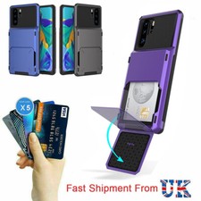 Hard Hybrid Armor Case Cover With Flip Card Slot Holder For Huawei P30 Pro Lite