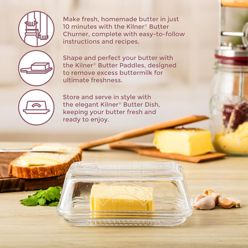 Kilner glass butter dish - glass,