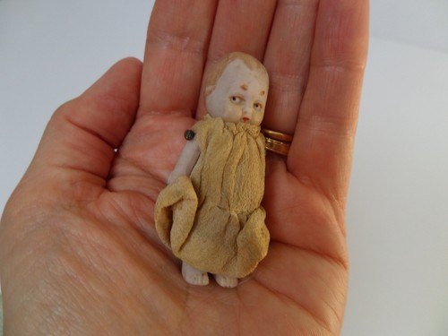Miniature german bisque doll - miniature,