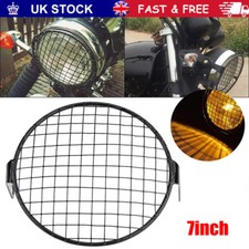 7" Motorcycle Light Mesh Grill Headlight Grille Headlamp Protector Guard Cover