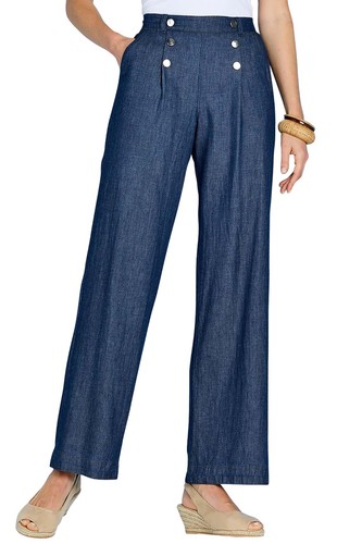 Ladies pull denim trousers - pull, on