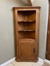 Pine Corner Cabinet with Shelves and Cupboard