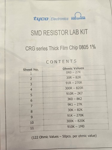 Tyco smd resistor lab - lab, kit