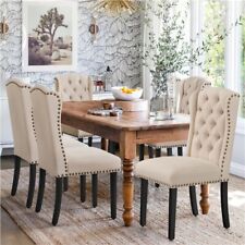 Dining Chairs Set of 2 Button Tufted Upholstered Dining Chairs with Wing Design