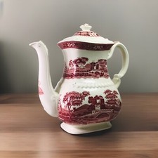 Vintage Porcelain Copeland Spode’s Tower Red Transfer Ware Coffee Pot / Teapot