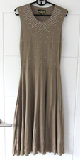 NANCY MAC NANCYMAC BROWN BEADED EMBELLISHED STRETCH LINED DRESS SIZE 2 UK 10 R