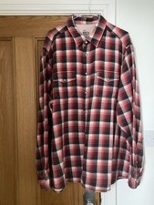 Men’s M&S North Coast Red Plaid Brushed Cotton Shirt, Size XXL