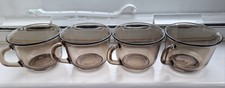 Set of 4 70’s Vintage Arcoroc France Brown/ Smoked Glass Coffee Cups 