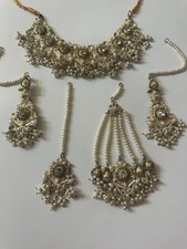 Asian Wedding White & Gold 4 Piece Jewellery Set - BRAND NEW