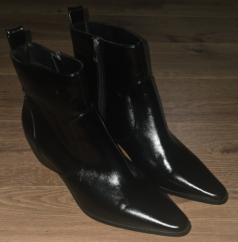 Black patent leather ankle - leather,