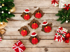 6Pcs Handmade Crochet Robin