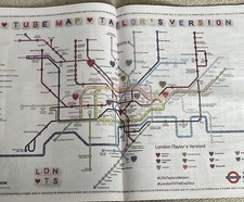 Taylor Swift Evening Standard LDN Tube Map Poster Newspaper LondonFree P&P
