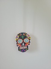 Beaded crochet skull necklace - crochet,