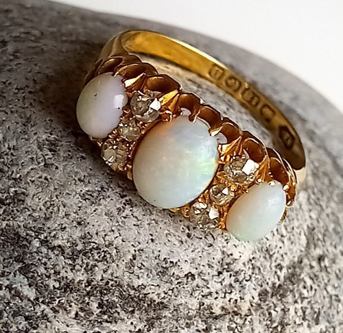 Antique 18k gold opal - gold, &
