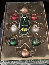 B&Q 8 Hand Painted Glass Teapot Tree Decorations Christmas