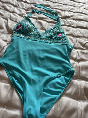 Ladies turquoise swimsuit with - swimsuit,