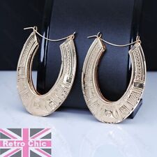 RETRO tribal CREOLE aztec GOLD FASHION big 6.5cm bamboo HOOPS hoop earrings