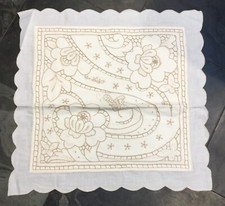 Vintage Cotton Taupe Cream Floral & Butterfly Lace Design Cushion Cover 16x16”