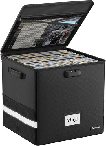 Vinyl record storage box with - vinyl,