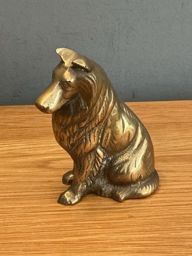 Vintage brass collie dog - vintage,