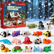 3D Printed Cute Animal Christams Calendar Gift Children Movable Joint Model Toys
