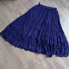 Whimsigoth Purple Maxi Skirt Tiered Beaded Festival Boho Gypsy Fairycore 10-16