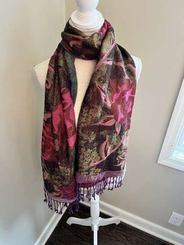 Gilded rose fringed shawl - gilded,
