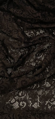 Dark brown floral guipure lace - guipure,