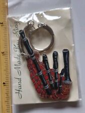 Vintage Old Keyring Wood Wooden Scottish Tartan Bagpipes ??????? Scotland