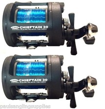 2x Fladen Chieftain Boat Fishing multiplier Trolling Reels   30Lb Line Fitted   