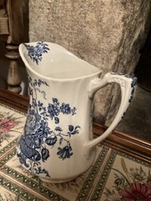 Alfred Meakin Charlotte Vintage Floral Ironstone Pitcher White Blue
