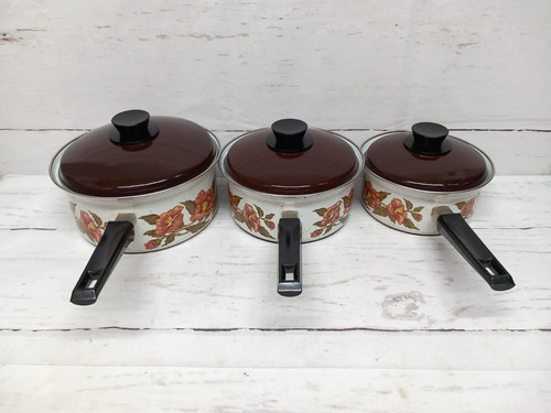 Vintage 1980s enamel - enamel, saucepan