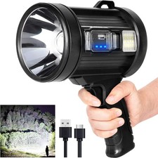 Rechargeable Spotlight Hunting Flashlight COB Solar Panel Camping Handheld Torch