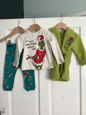 BABY BOYS 6-9 MONTHS CHRISTMAS THE GRINCH PYJMAS DRESSING GOWN COMBINE POST