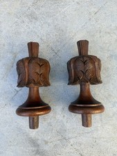 Pair Of Vintage French Wooden Newel Post Top Finials