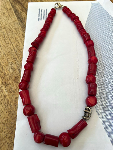 Red coral necklace - coral,