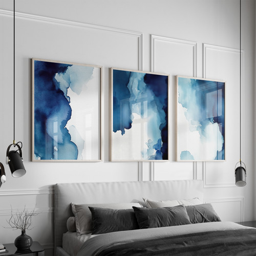 Blue watercolor print - watercolor,